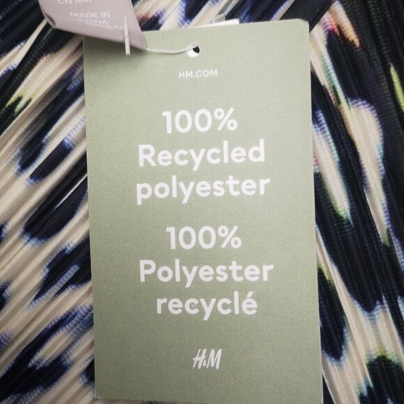 NWT H&M Ladies Size XL Multi Colored Pattern Tiny Pleats Maxi Length Dress - Picture 7 of 10